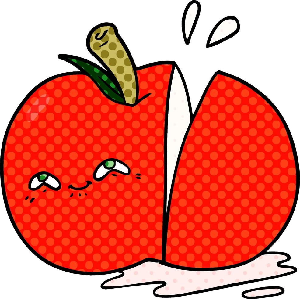 cartoon sliced apple vector