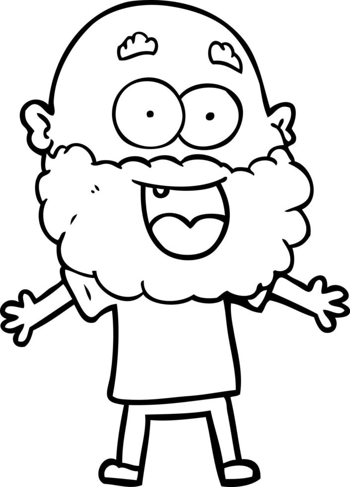 cartoon crazy happy man with beard vector