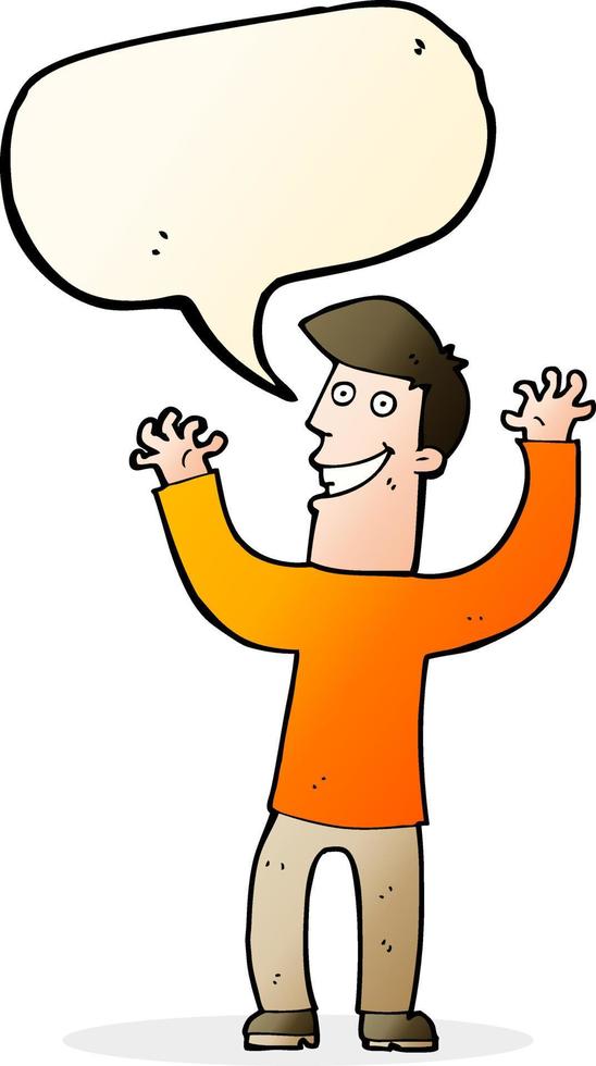 cartoon excited man with speech bubble vector