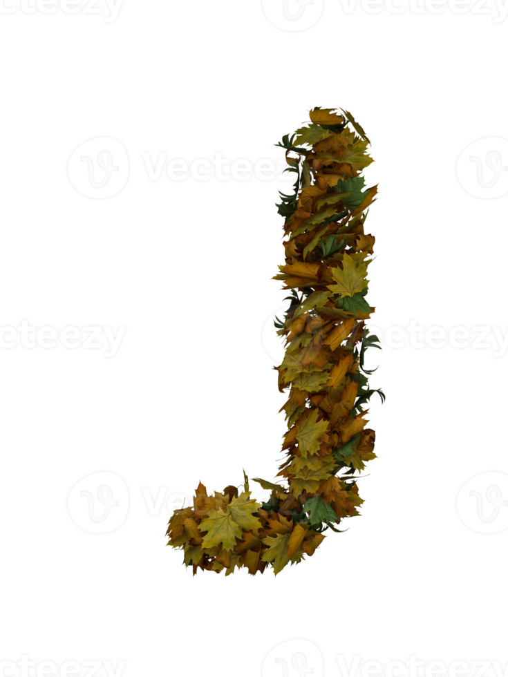 Text Made Out Of Autumn Leafe Typeface J png