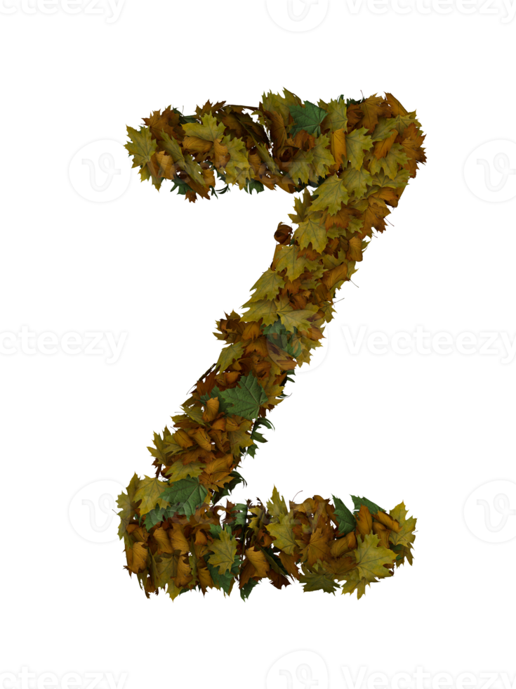 texto hecho de otoño leafe tipo de letra z png