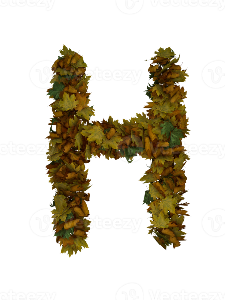 texto hecho de otoño leafe tipo de letra h png