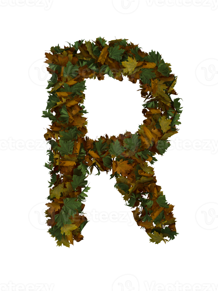 Text Made Out Of Autumn Leafe Typeface R png