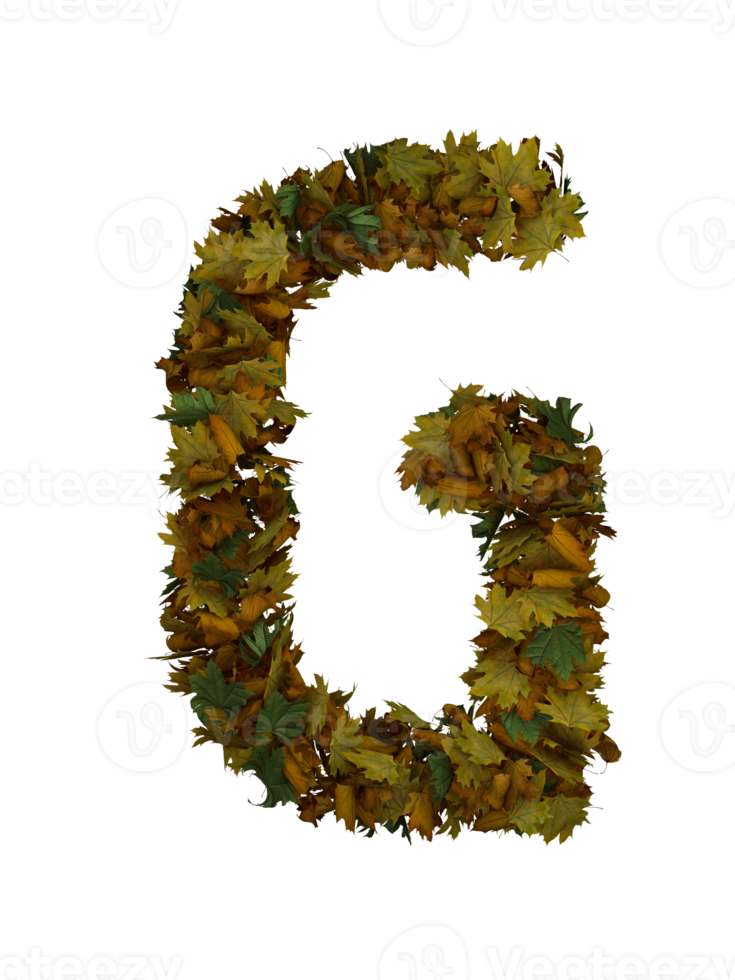 Text Made Out Of Autumn Leafe Typeface G png
