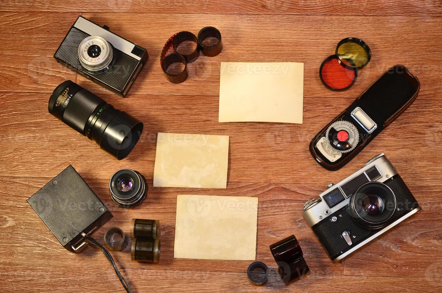 Still-life with old photography equipment photo