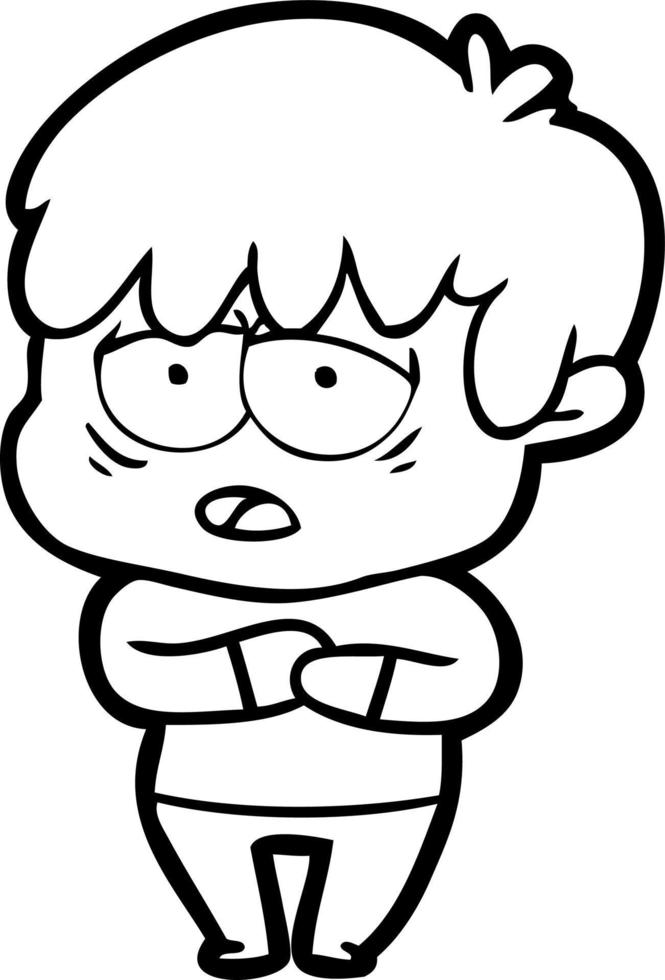 cartoon exhausted boy vector