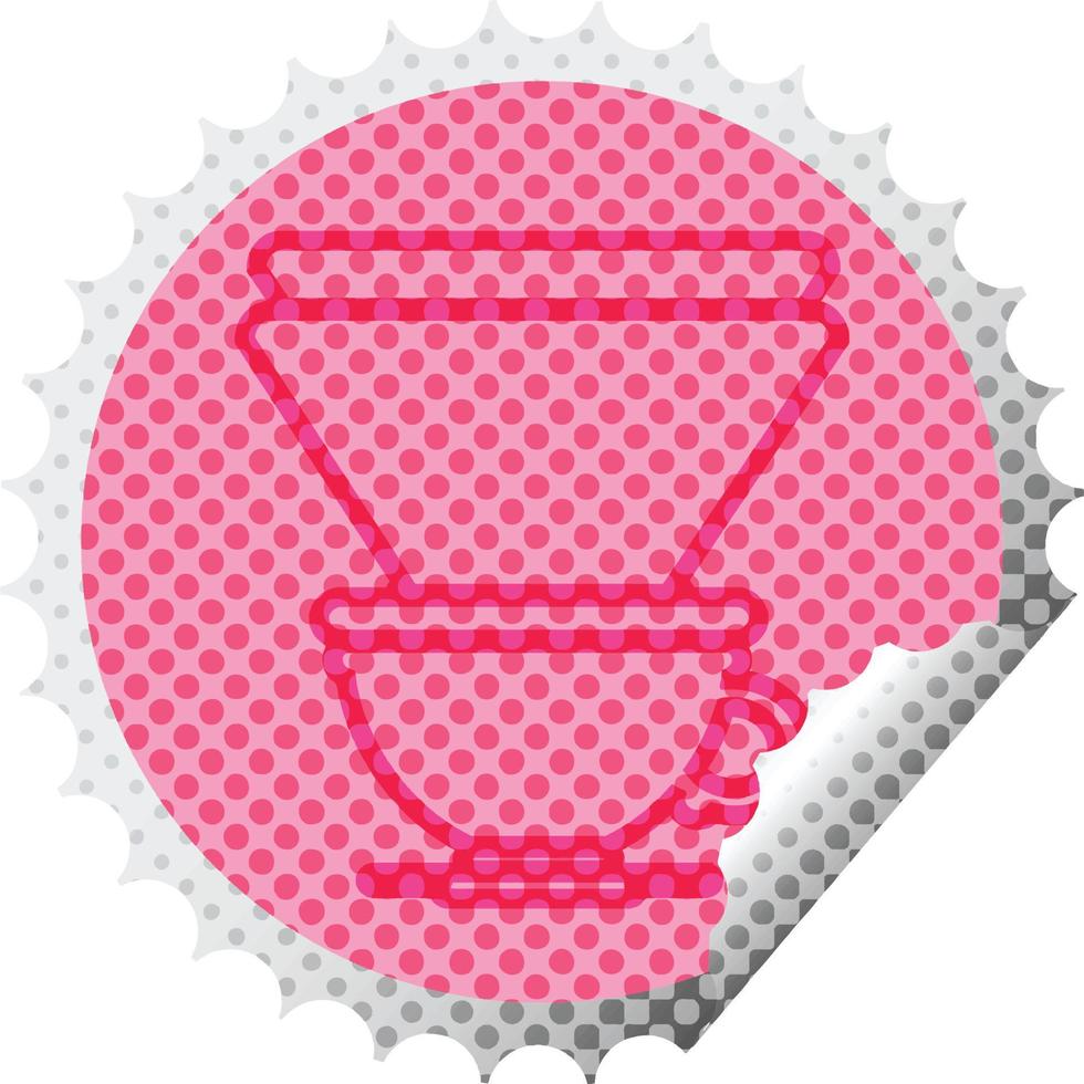 coffee filter cup circular peeling sticker vector