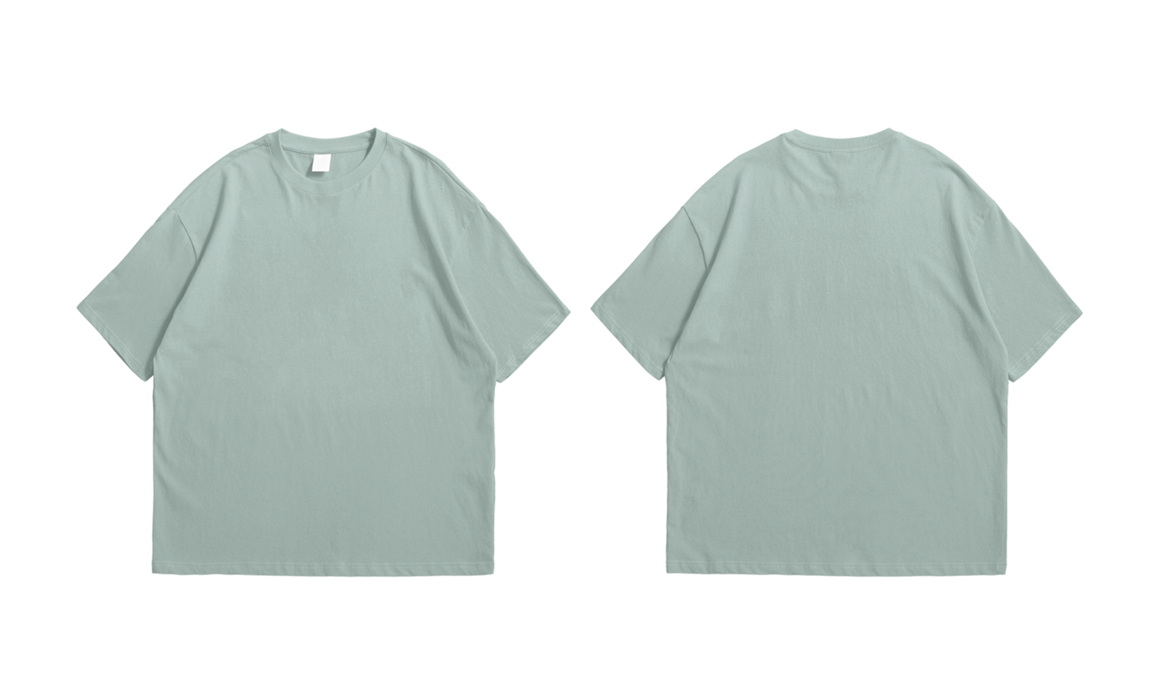 Oversize dusty blue t-shirt front and back background transparent png