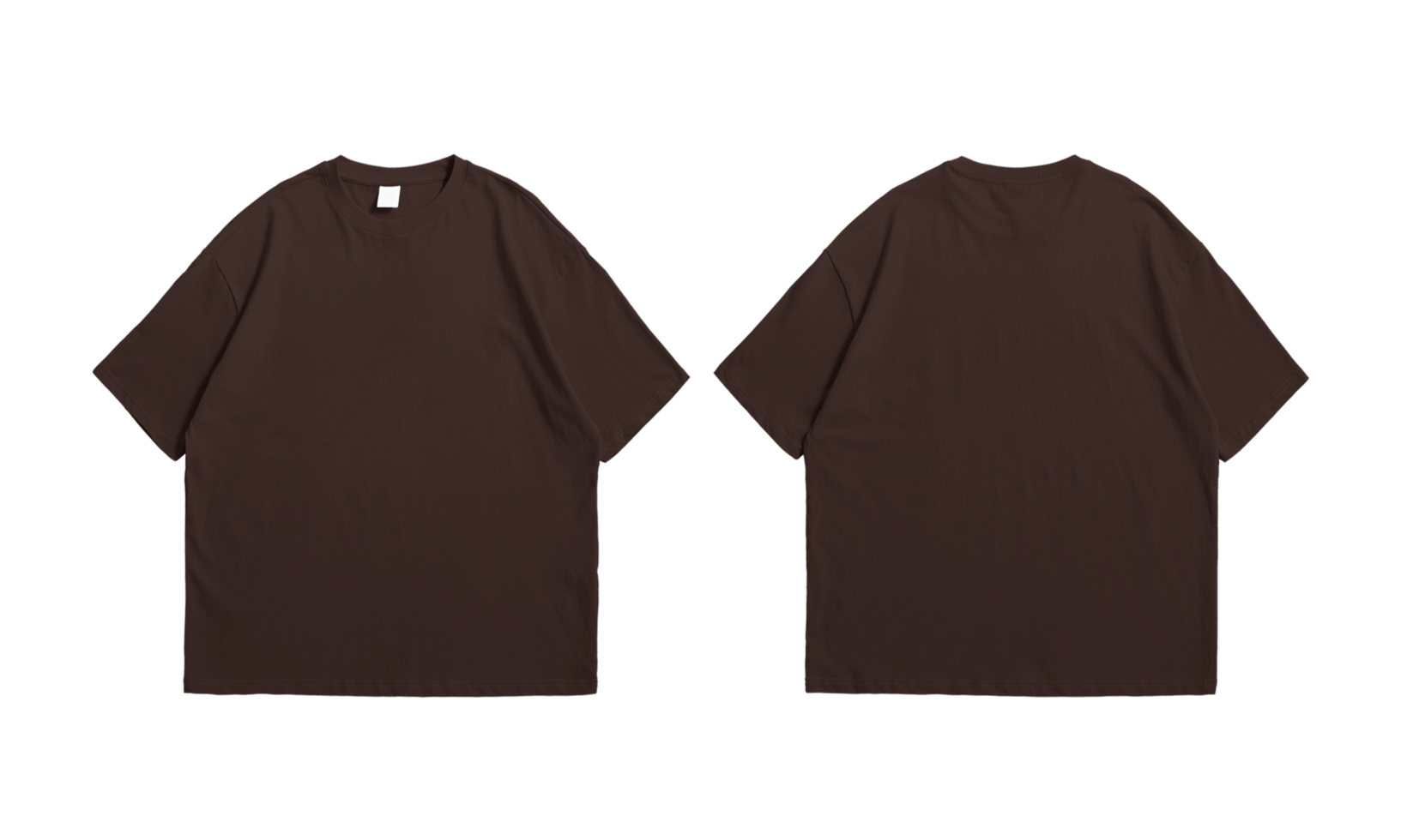 Oversize brown t-shirt front and back background transparent png