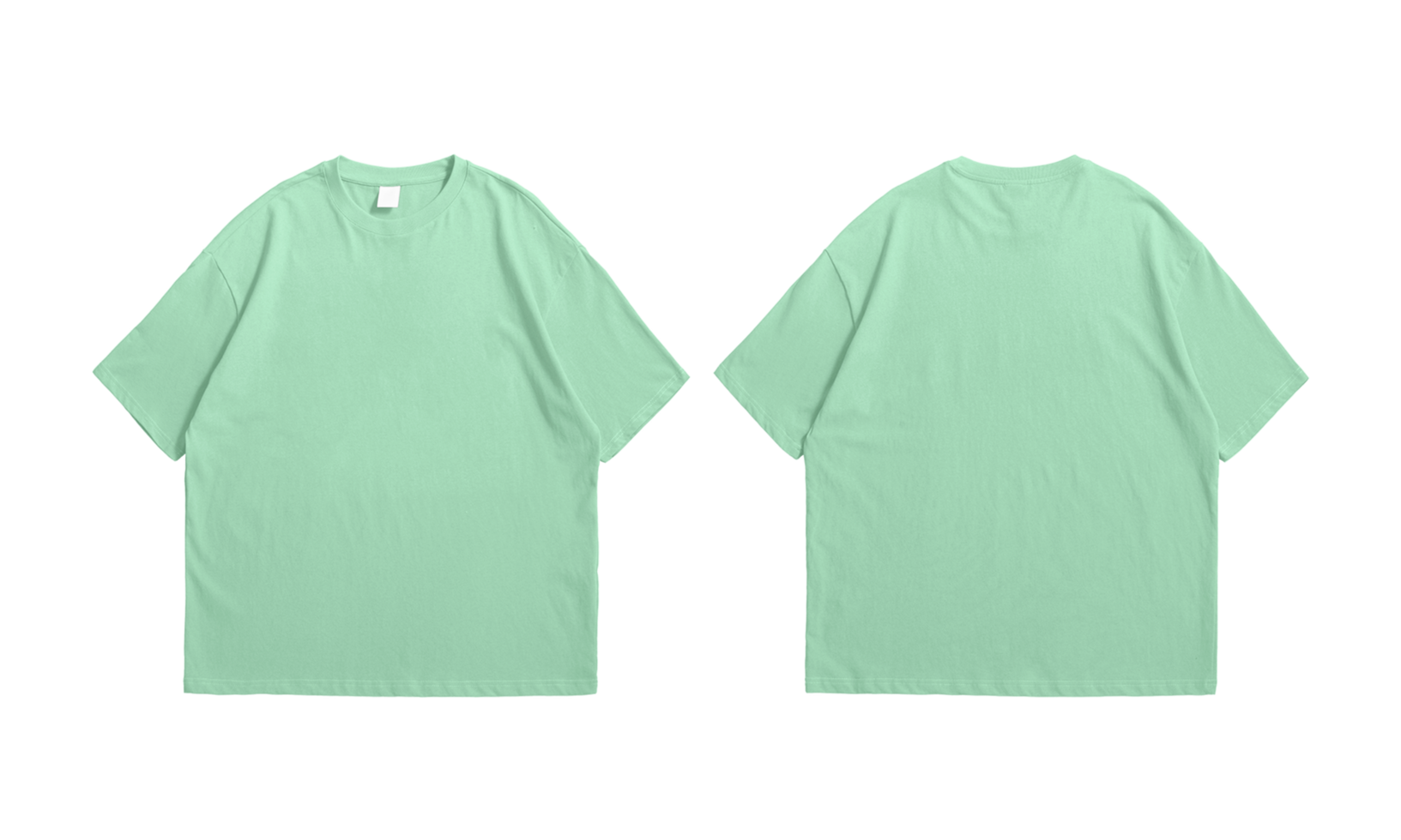 T-Shirt in Oversize-Minze, Vorder- und Rückseite transparent png