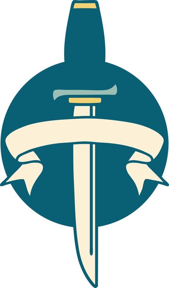 icon with banner of a dagger vector