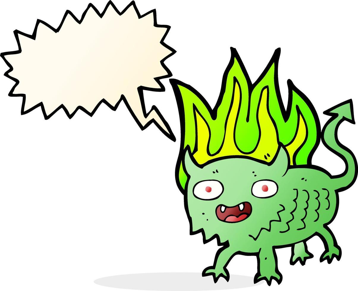 cartoon little demon with speech bubble vector