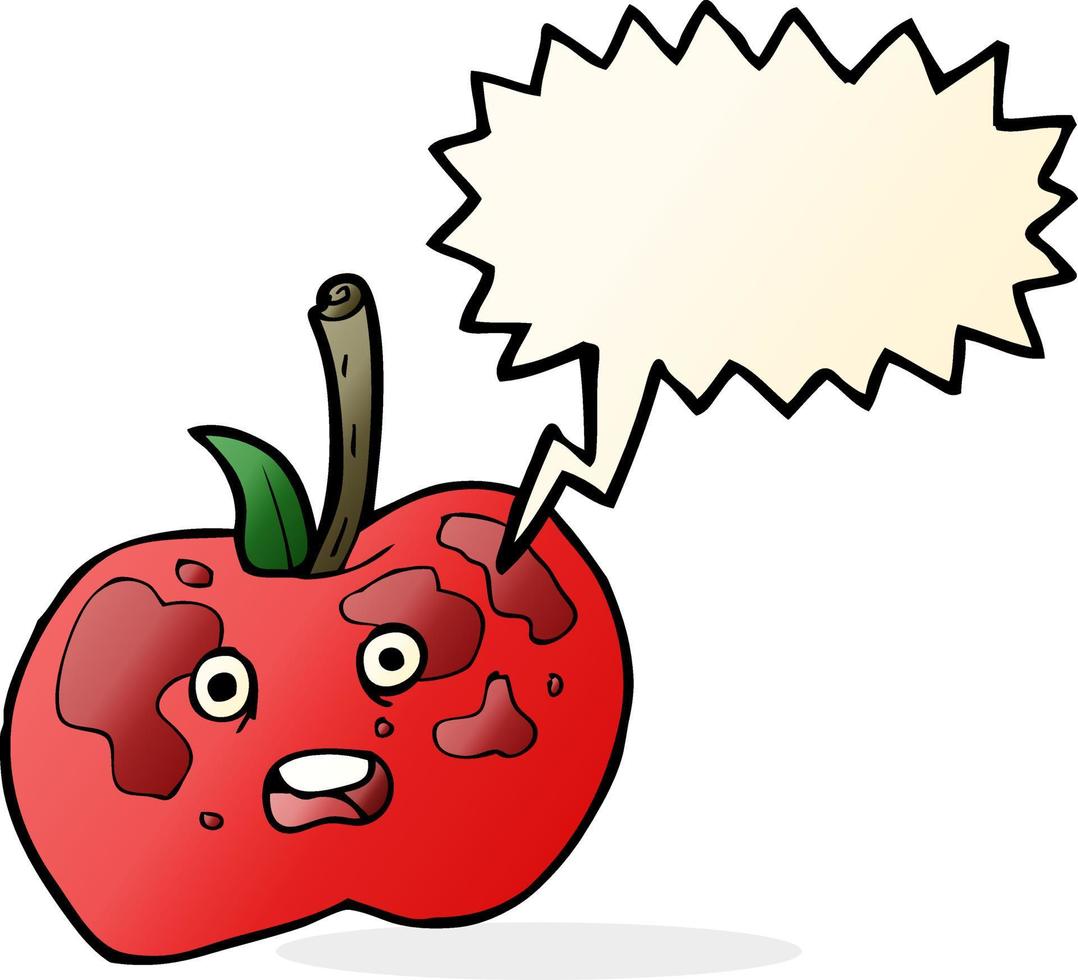 manzana de dibujos animados con burbujas de discurso vector