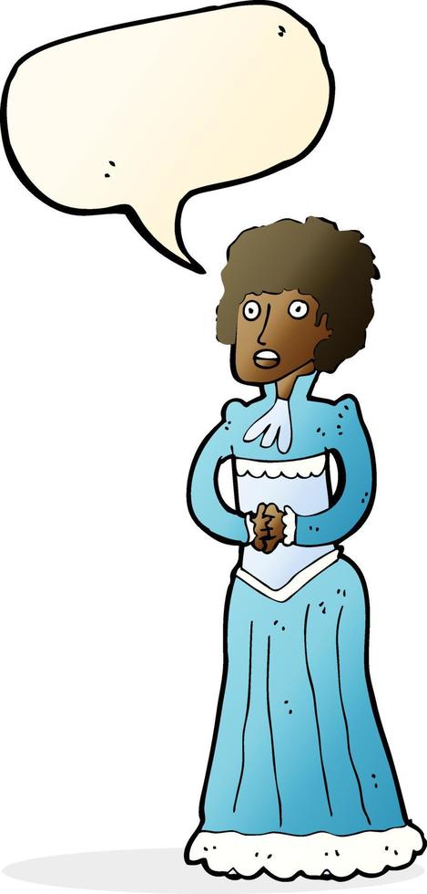 cartoon shocked victorian woman with speech bubble vector