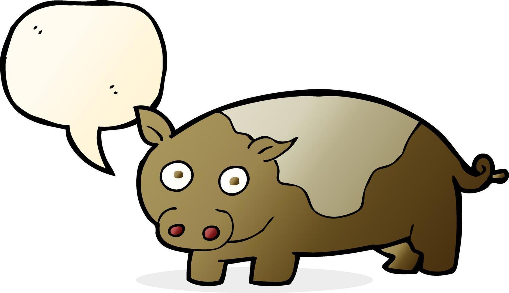 cartoon pig with speech bubble vector