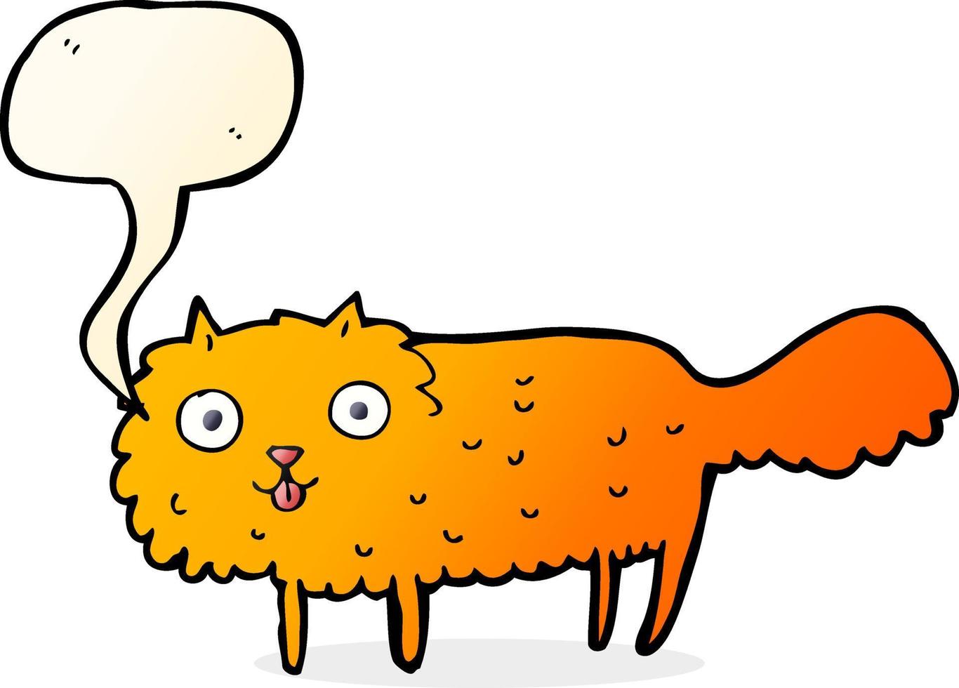 gato peludo de dibujos animados con burbujas de discurso vector
