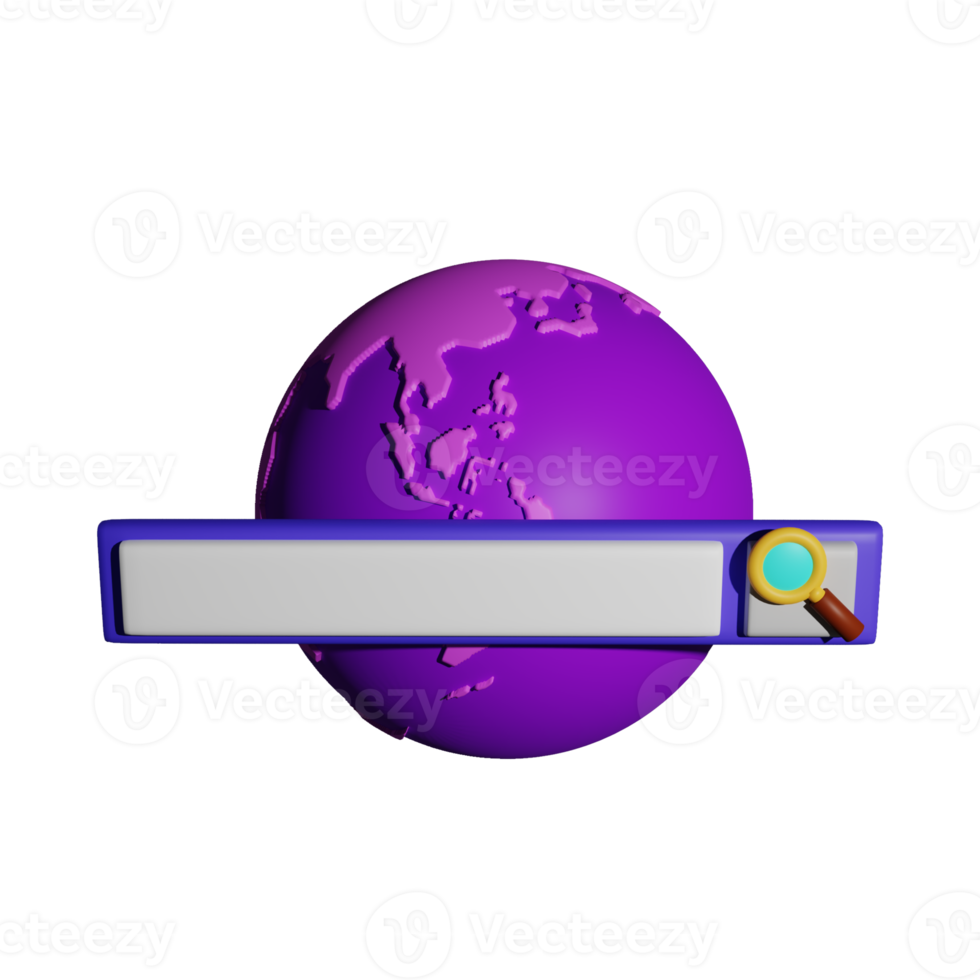 3D icon rendering global search png