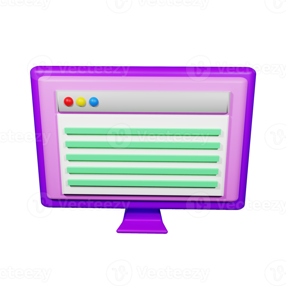 computadora del monitor de la representación del icono 3d png