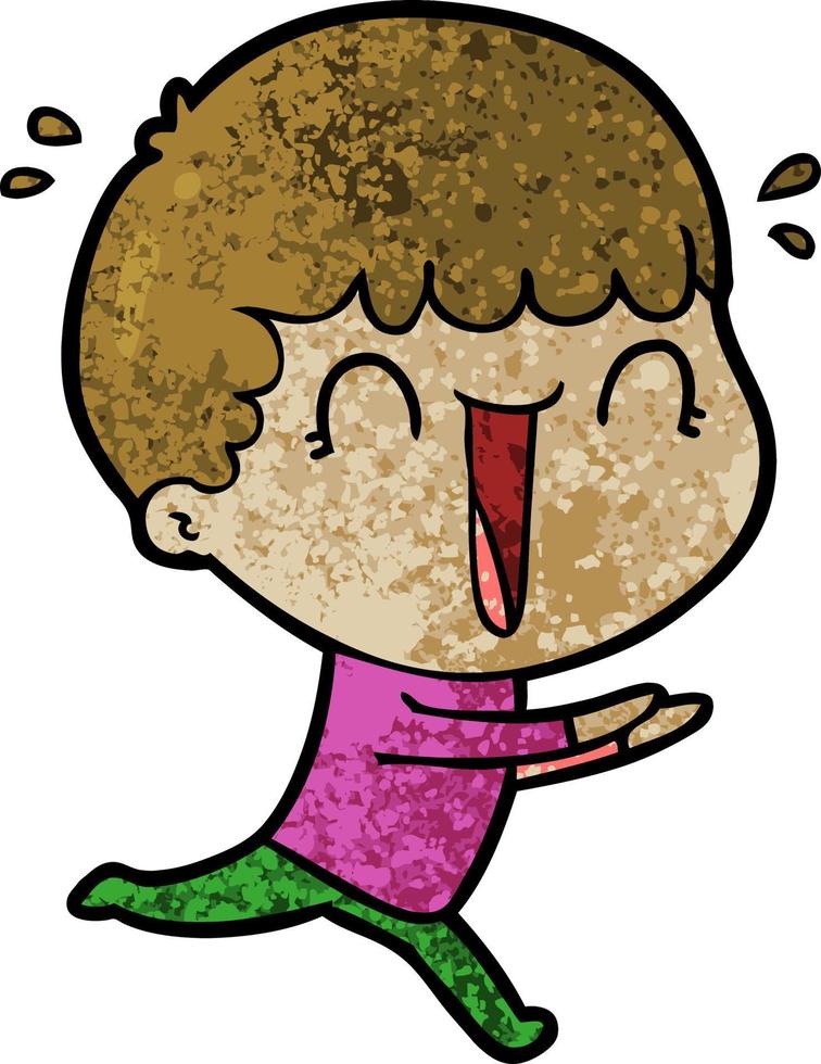 laughing cartoon man running vector