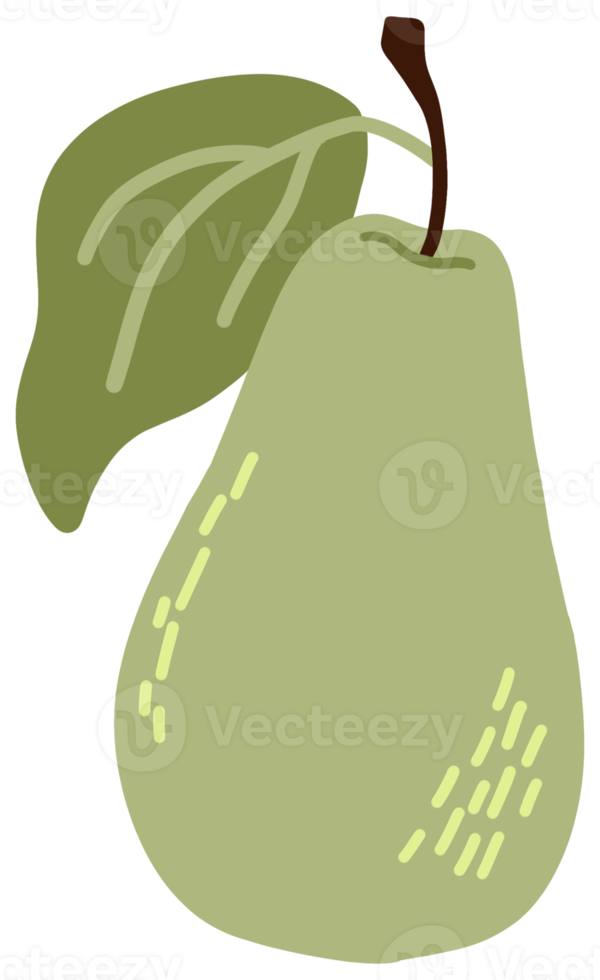 estilo doodle de pêra verde png