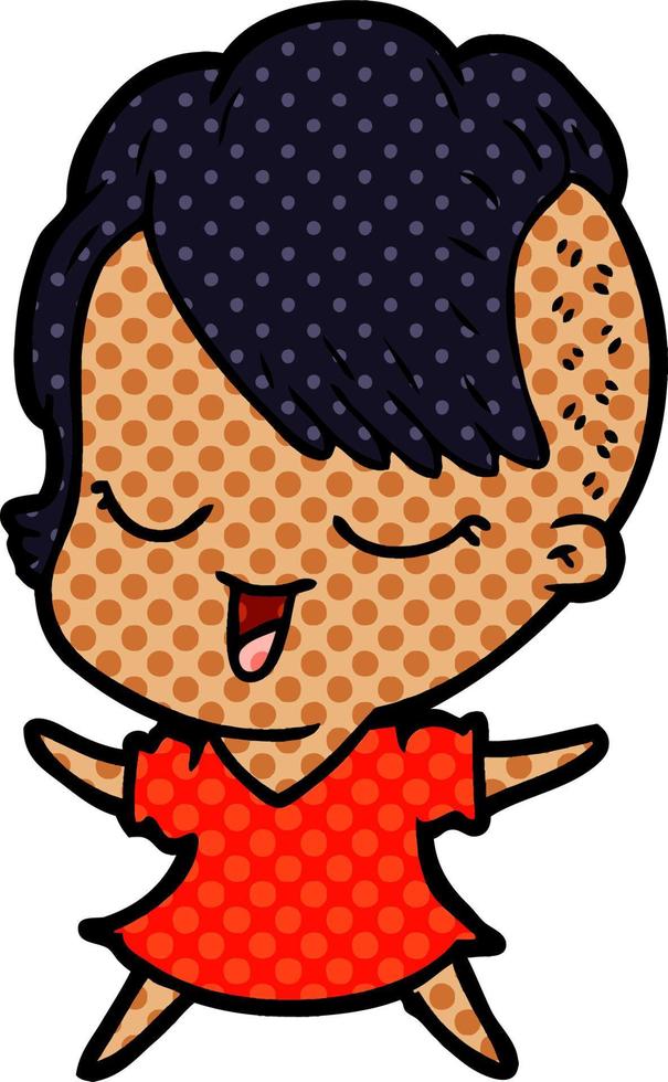 happy cartoon girl vector