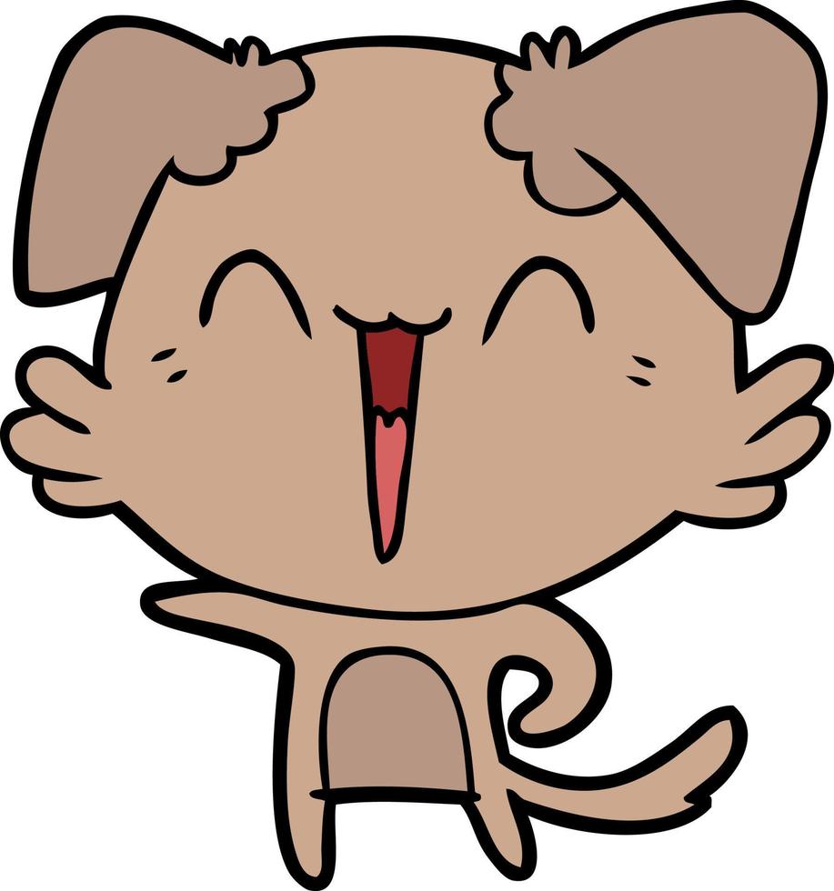 feliz pequeño perro de dibujos animados que señala vector