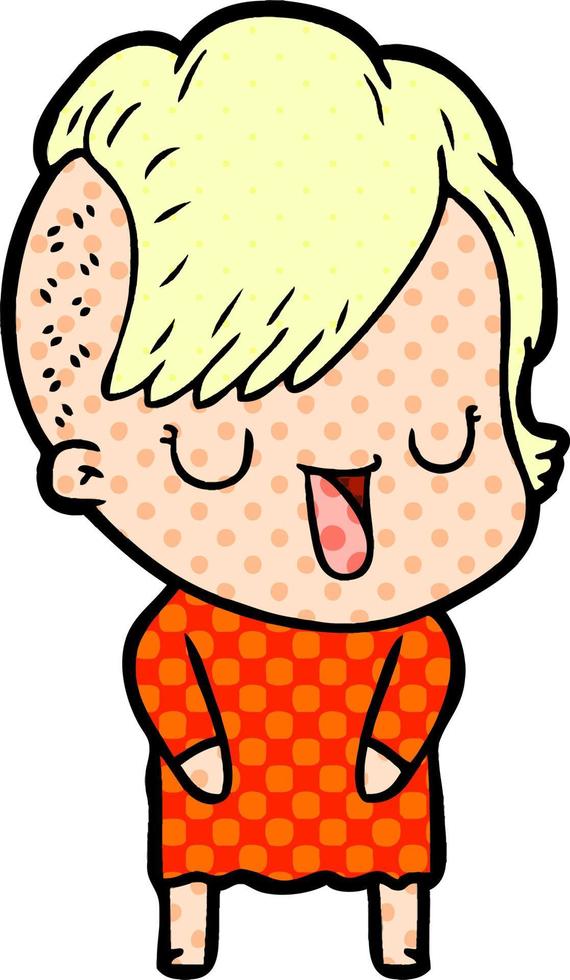 cute cartoon girl with hipster haircut vector