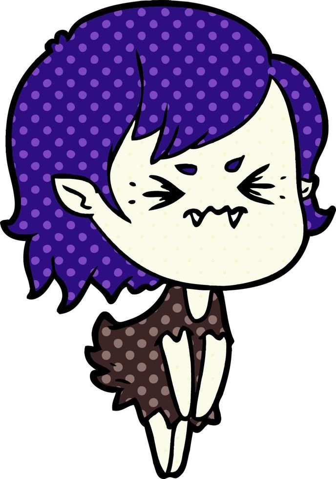 annoyed cartoon vampire girl vector