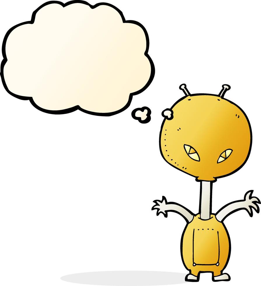 cartoon space alien with thought bubble vector