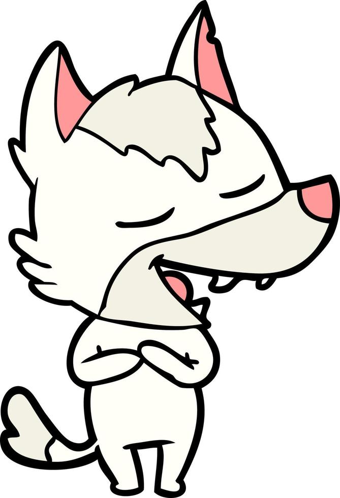 cartoon wolf laughing vector