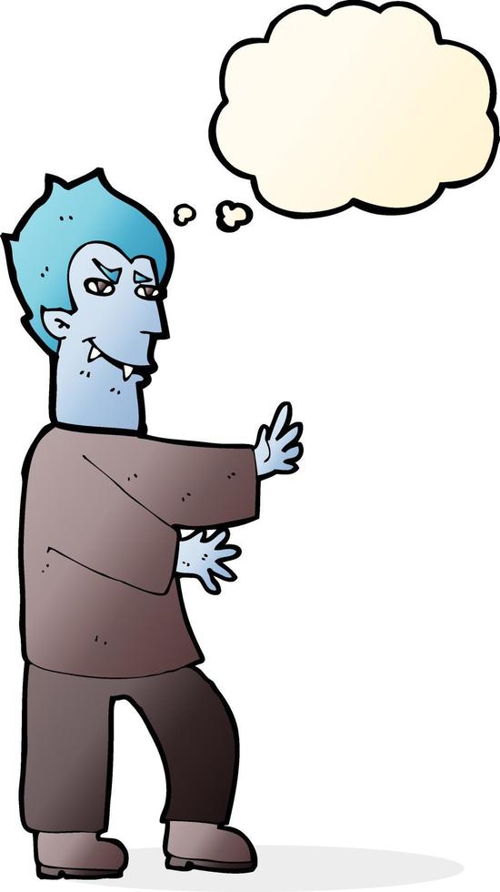 cartoon vampire with thought bubble vector