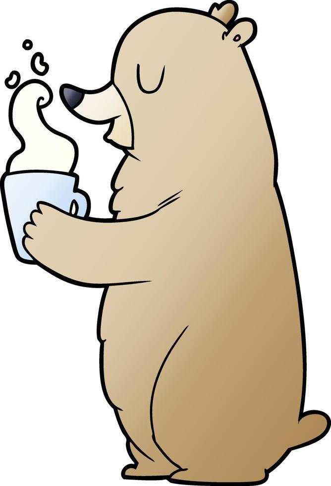 cartoon bear with hot drink vector