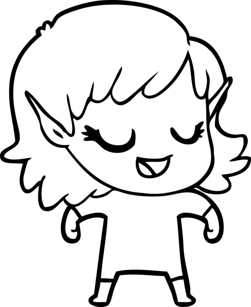 happy cartoon elf girl vector