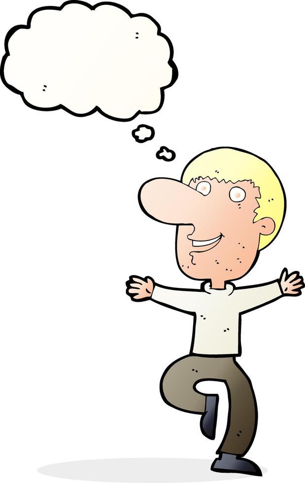cartoon happy man with thought bubble vector
