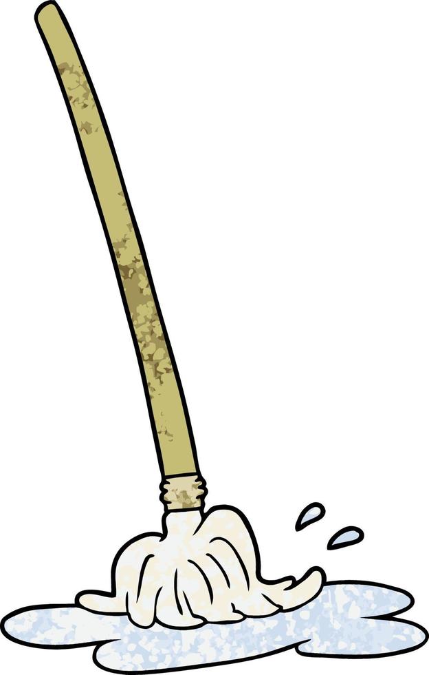 wet cartoon mop vector