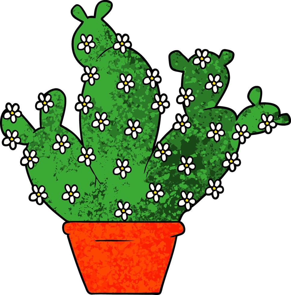 cartoon potted cactus vector
