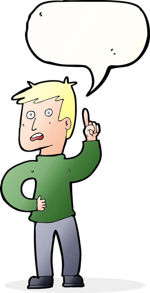 cartoon boy with idea with speech bubble vector