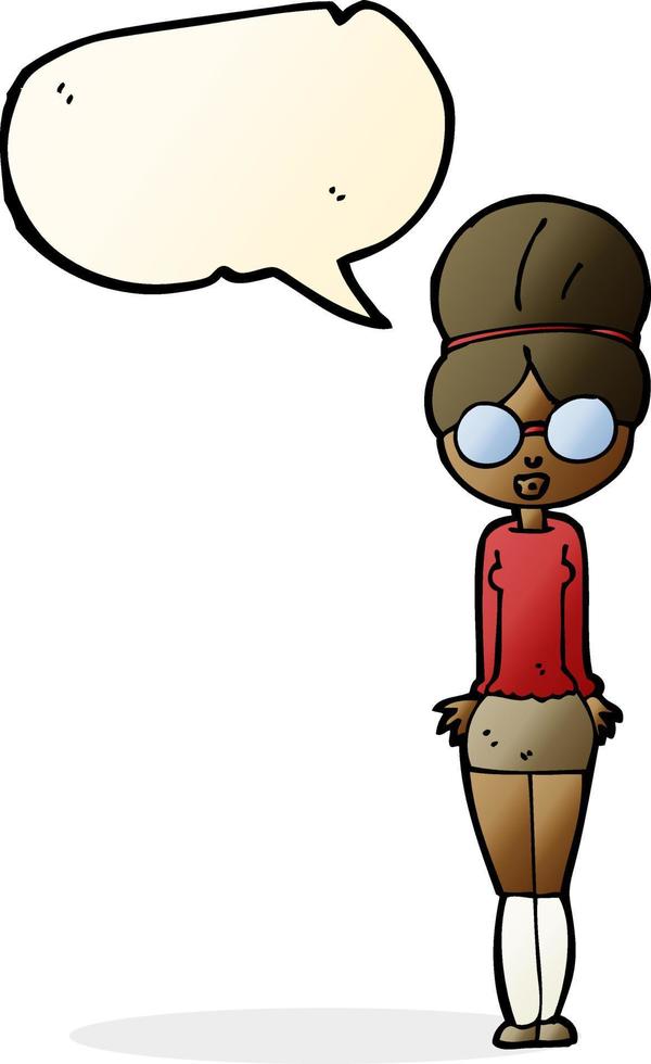 cartoon librarian woman with speech bubble vector