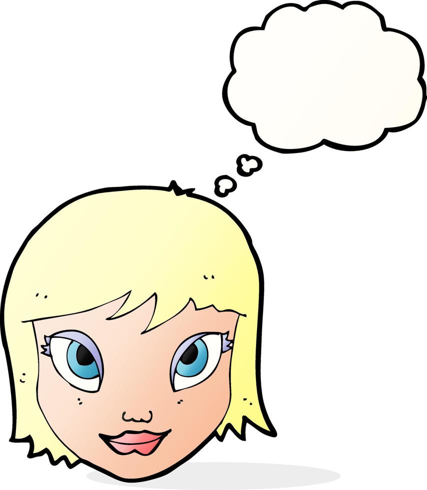 cartoon female face with thought bubble vector