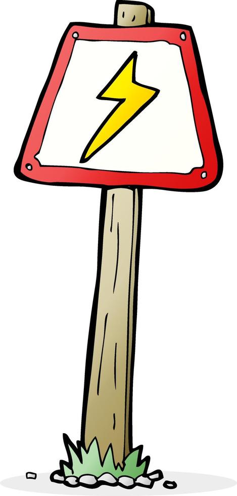 cartoon electrical warning sign vector