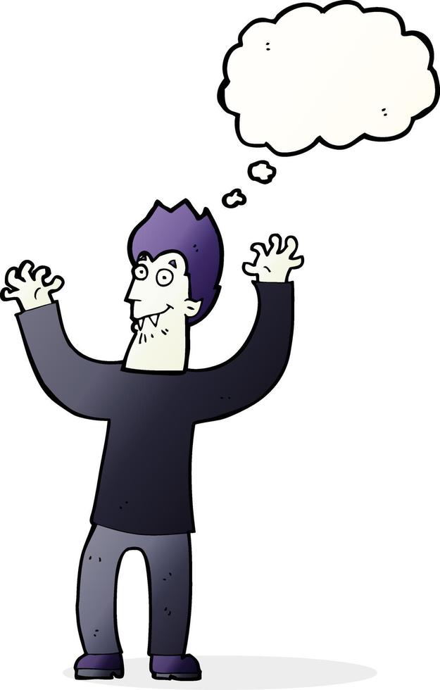 cartoon halloween vampire with thought bubble vector