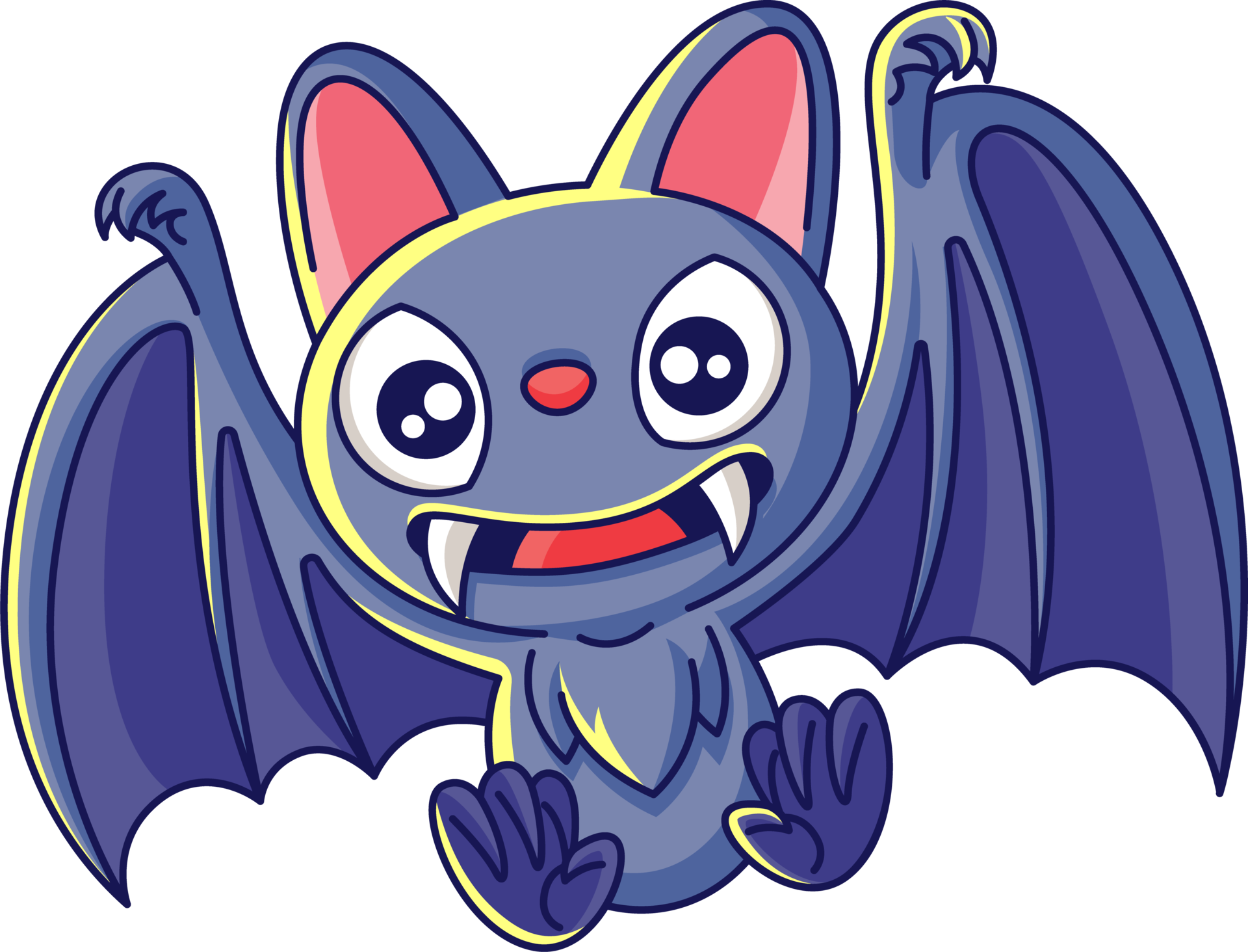 Free Cute bat with sharp teeth cartoon character 12305816 PNG with  Transparent Background