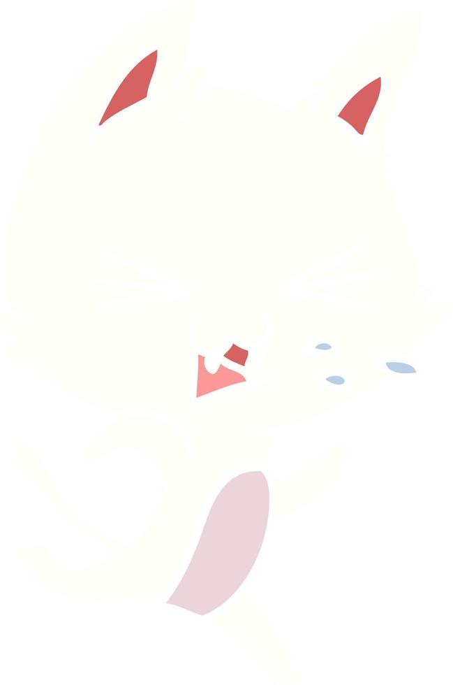 flat color style cartoon cat hissing vector