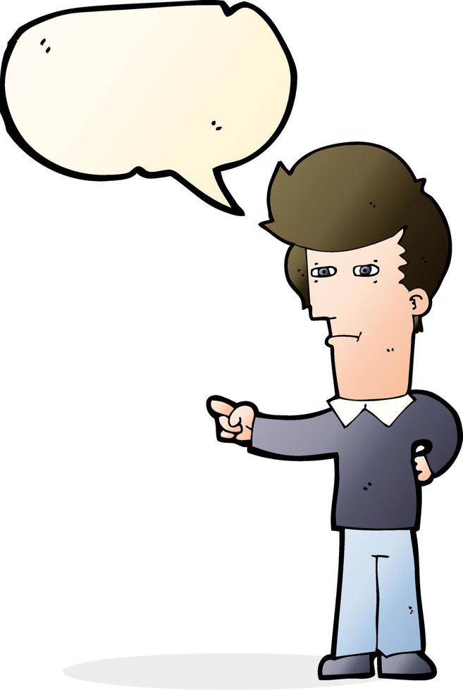 cartoon man pointing with speech bubble vector