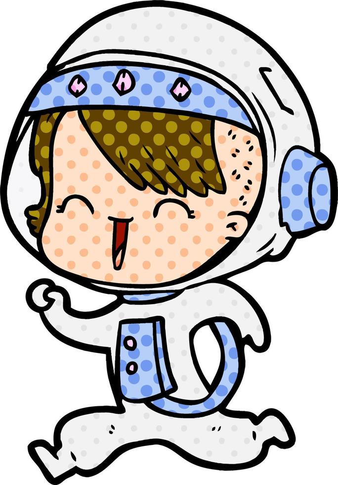 happy cartoon space girl vector