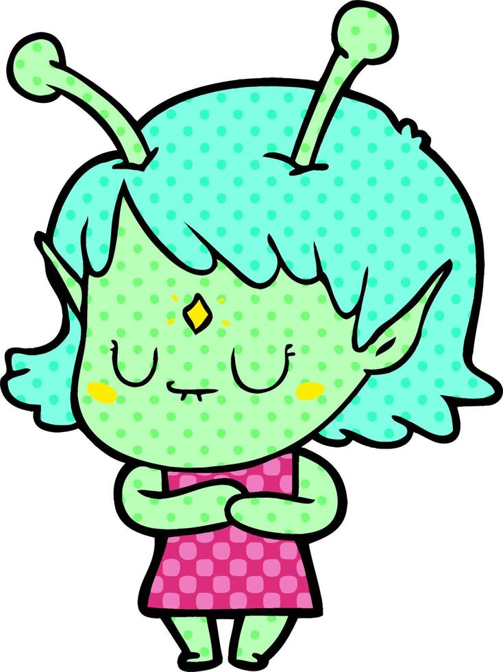 cartoon alien girl vector