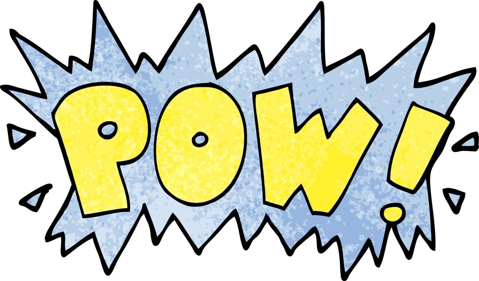 cartoon doodle word pow vector