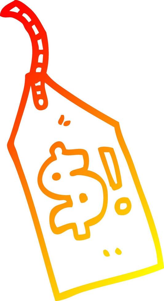 warm gradient line drawing cartoon price label vector