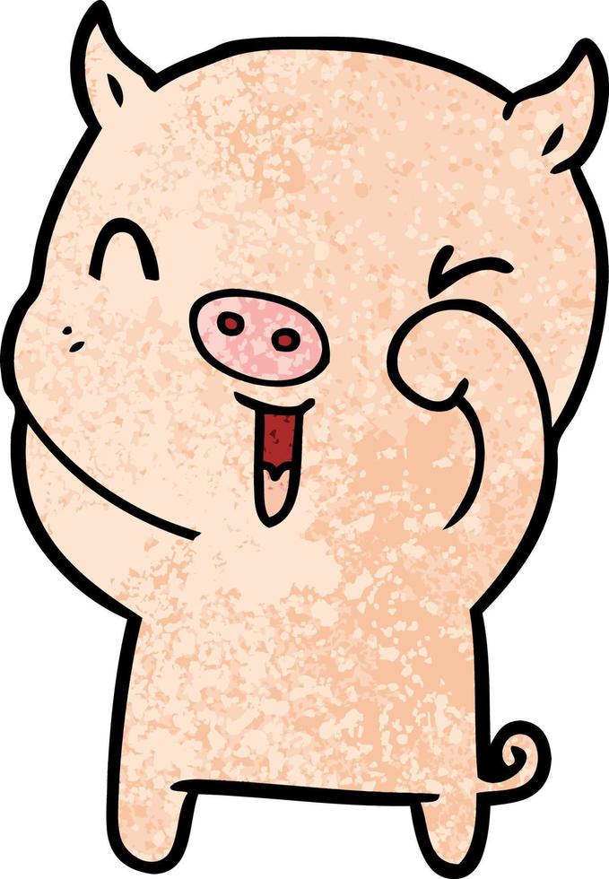 happy cartoon pig vector