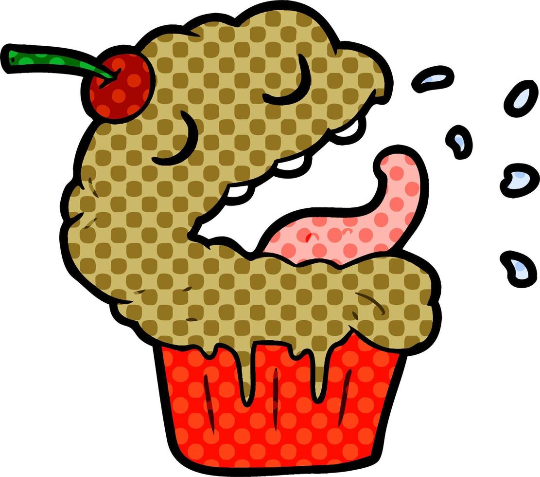 funny cartoon cupcake vector